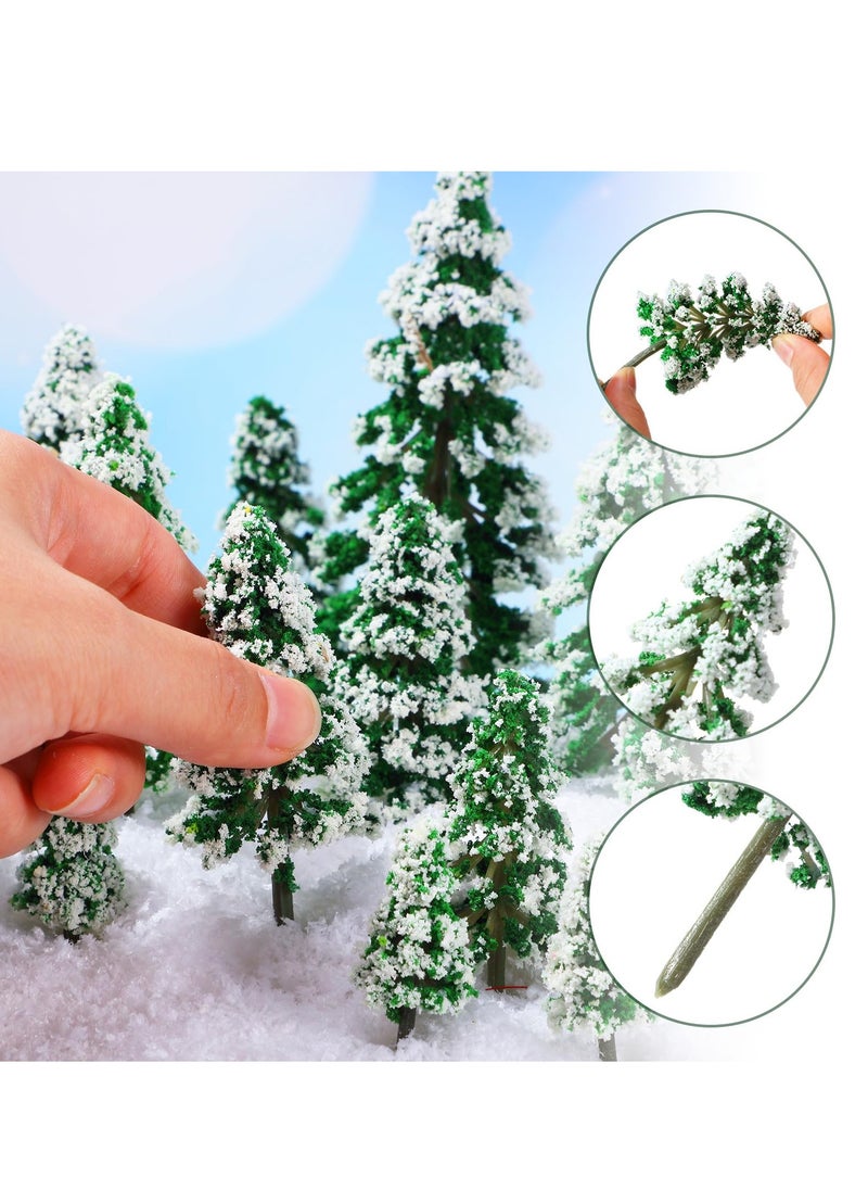 KASTWAVE - 30 Pieces Mini Snow Pine Model Trees 1.97-5.9 Inch, 6 Size Mini Sisal Snow Frost Trees Scenery Trees for Christmas Decoration Winter Ornaments DIY Crafts - Image 1