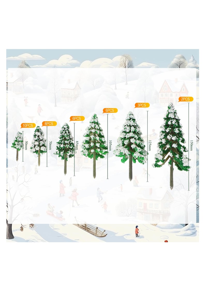 KASTWAVE - 30 Pieces Mini Snow Pine Model Trees 1.97-5.9 Inch, 6 Size Mini Sisal Snow Frost Trees Scenery Trees for Christmas Decoration Winter Ornaments DIY Crafts - Image 1