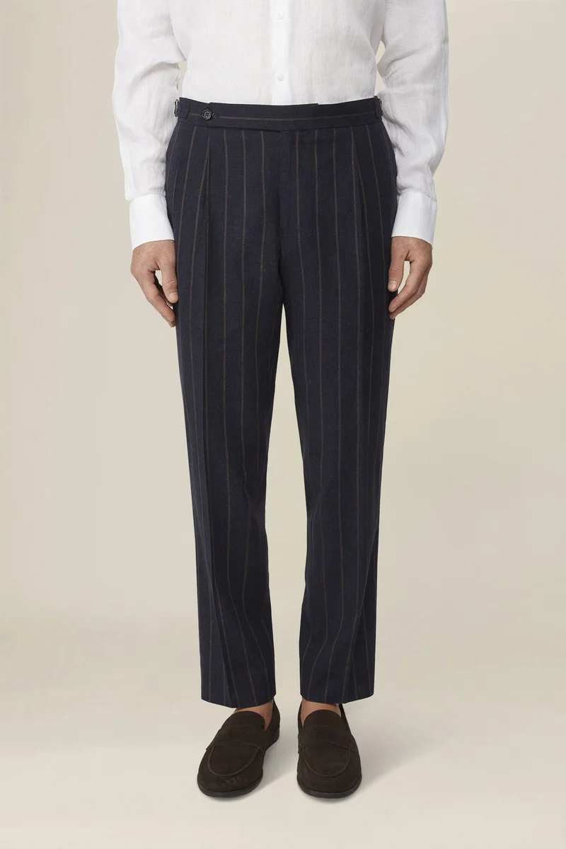 Doppelganger Men's regular fit pinstriped trousers - Blue
