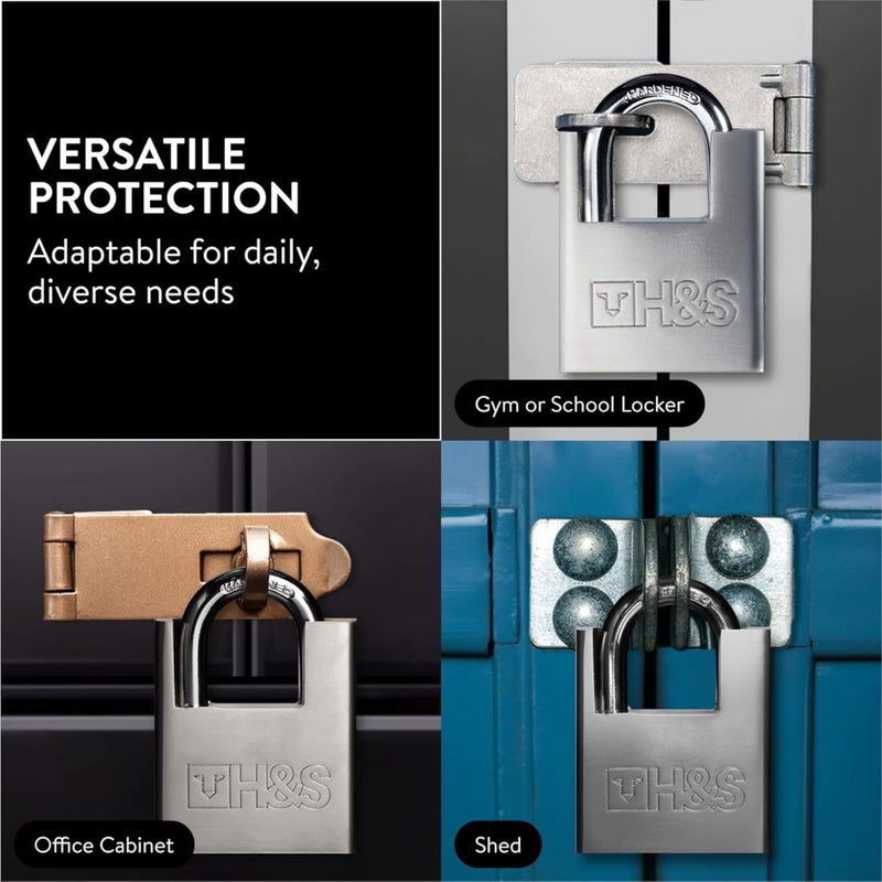 H&S High Security Padlock with Key - 60mm Pad Lock & 5 Keys - Heavy Duty Storage Unit Locker for Indoor & Outdoor - Image 5