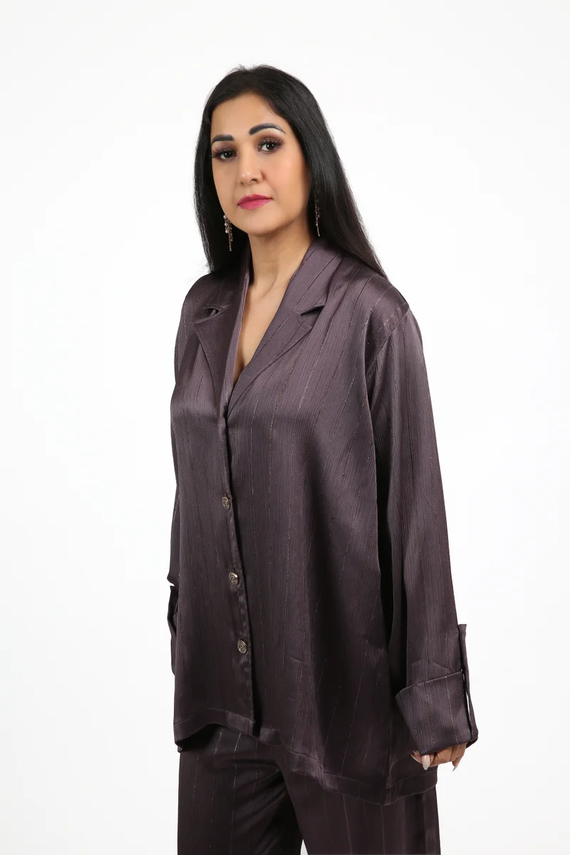 Nikias  Nikias Dark Purple Barbie Fabric Pajama Set for Daily Wear for Women | Best Price UAE