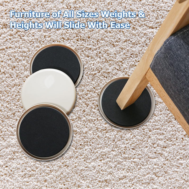 Kayzn Furniture Sliders For Carpet 8 Pcs 5"" Round Furniture Moving Pads Heavy-Duty Furniture Movers - Reusable Slider Move Any Item Quickly Easily And Safe! - Image 5