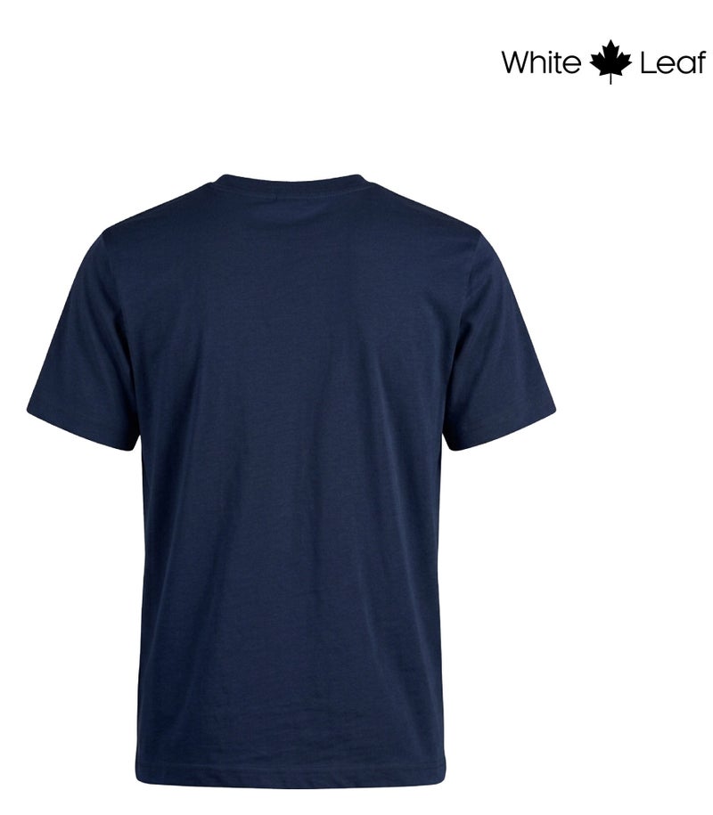 WHITE LEAF Men's Round Neck T-Shirt 1 Piece – 100% Combed Cotton Breathable Comfortable Casual Wear, Navy - Image 4