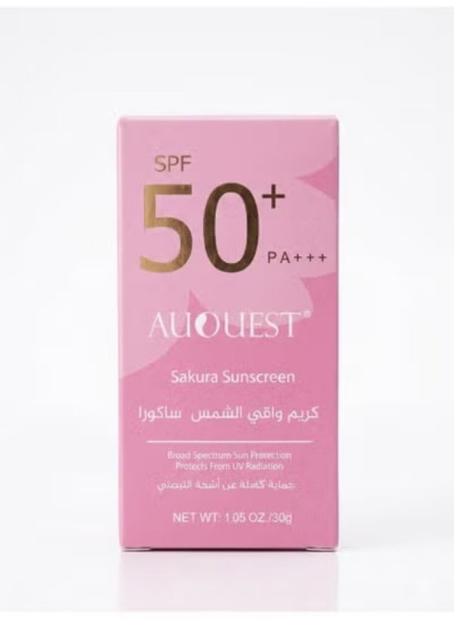 AUQUEST Sakura Sunscreen Cream SPF 50 – 30g | Daily Protection & Natural Radiance