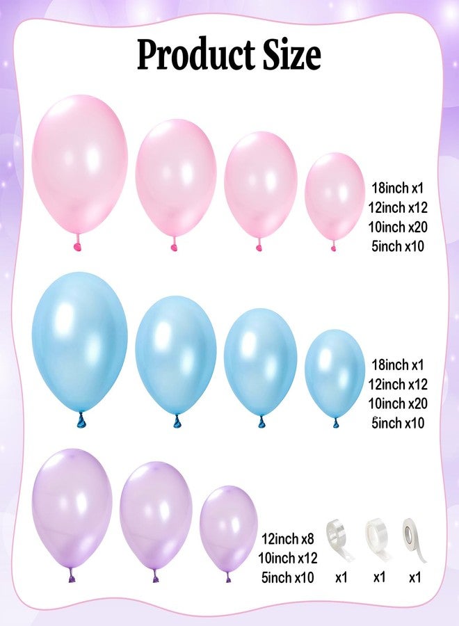 Togvu Pearl Pink Purple Blue Balloon Arch Kit, Pearl Pink Light Purple Blue Latex Balloons Garland, Different Sizes for Wedding Baby Shower Gender Reveal Bar Mitzvah Mermaid Theme Birthday Party - Image 2