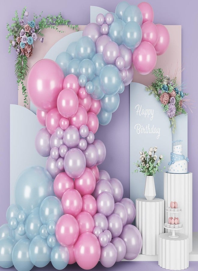 Togvu Pearl Pink Purple Blue Balloon Arch Kit, Pearl Pink Light Purple Blue Latex Balloons Garland, Different Sizes for Wedding Baby Shower Gender Reveal Bar Mitzvah Mermaid Theme Birthday Party - Image 3