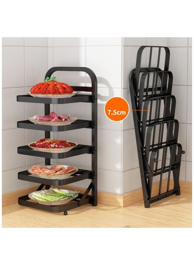 Lady Kitchen Dish stand, stainless steel dish holder, easy to install, can be installed on the wall, from 5 shelves, black color - Image 1