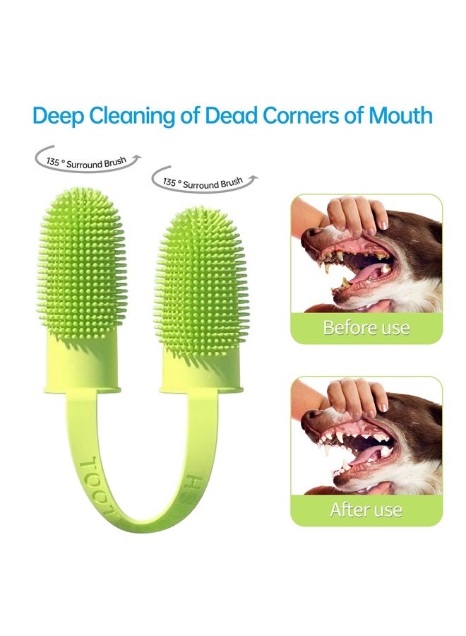 Pijaborg Finger Toothbrush for Dogs, Dog Toothbrush 2 Pack 135ºSurround Bristles for Dog Teeth Cleaning, Pet Finger Toothbrush Dental Care for Puppies, Cats and Small Dog (Pink and Green) - Image 4