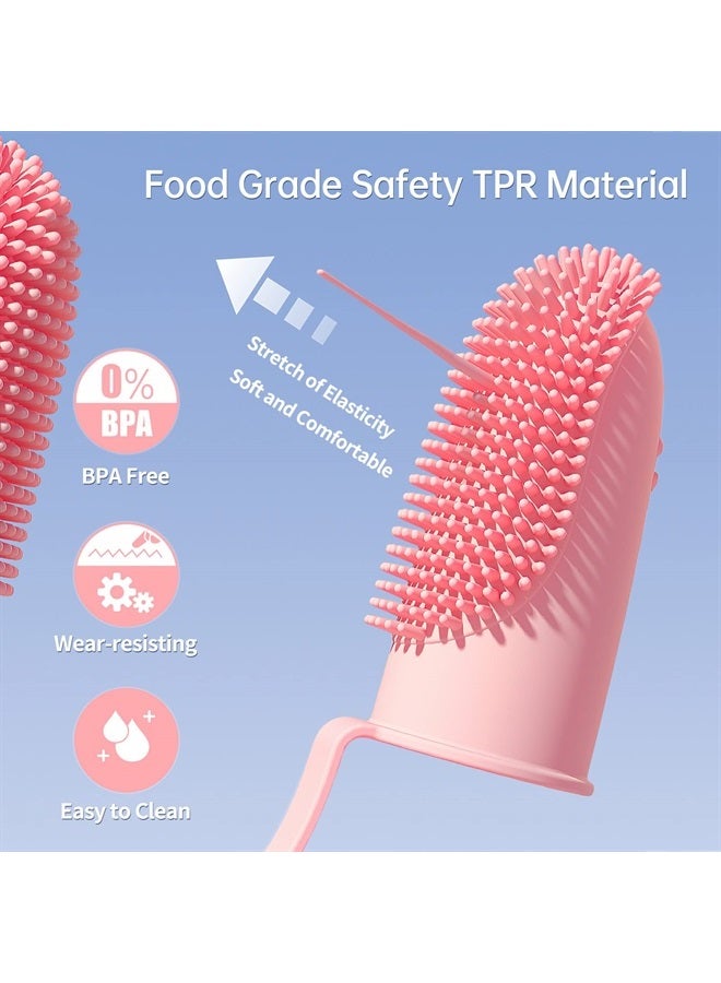 Pijaborg Finger Toothbrush for Dogs, Dog Toothbrush 2 Pack 135ºSurround Bristles for Dog Teeth Cleaning, Pet Finger Toothbrush Dental Care for Puppies, Cats and Small Dog (Pink and Green) - Image 2