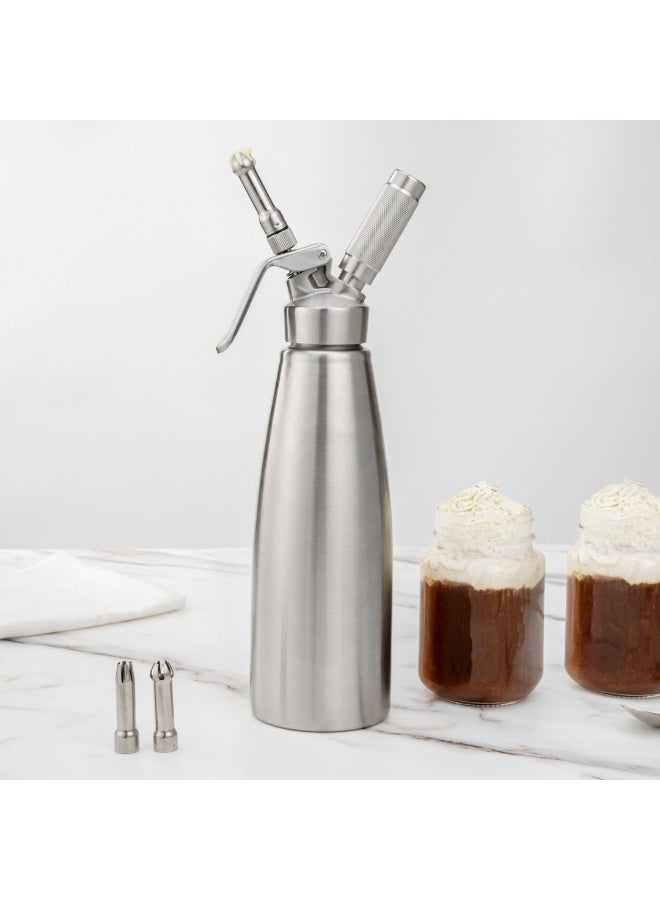 Restaurantware Whip Tek 1 Liter Whipped Cream Dispenser, 1 Durable Whipped Cream Maker - Cartridges Sold Separately, 3 Decorator Tips Included, Stainless Steel Whipped Cream Canister, Professional, - Image 3