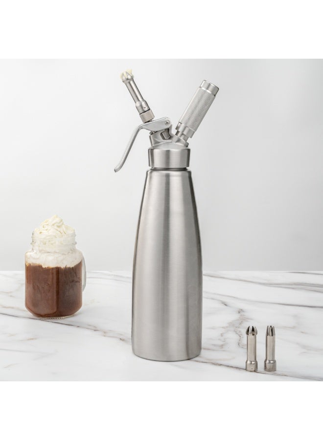 Restaurantware Whip Tek 1 Liter Whipped Cream Dispenser, 1 Durable Whipped Cream Maker - Cartridges Sold Separately, 3 Decorator Tips Included, Stainless Steel Whipped Cream Canister, Professional, - Image 4
