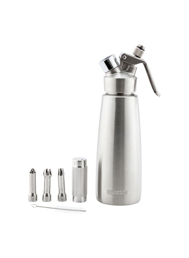 Restaurantware Whip Tek 1 Liter Whipped Cream Dispenser, 1 Durable Whipped Cream Maker - Cartridges Sold Separately, 3 Decorator Tips Included, Stainless Steel Whipped Cream Canister, Professional, - Image 1