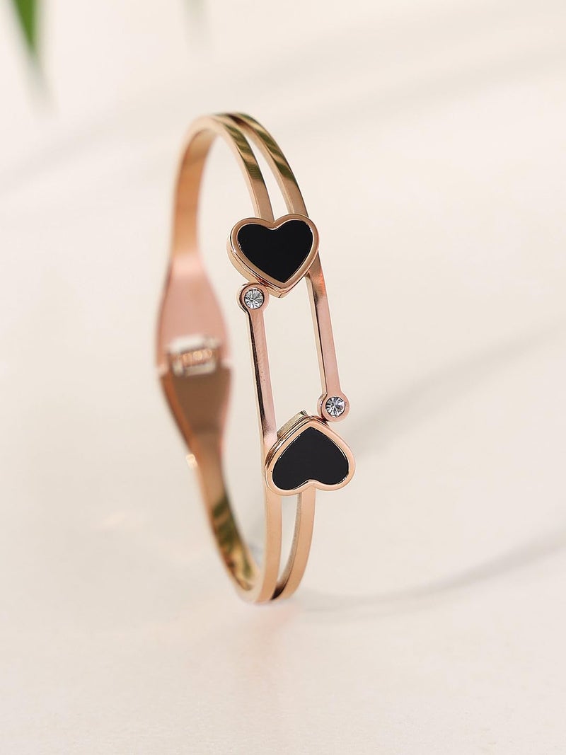 STYOLLO Stylish Rose Gold Anti-Tarnish Bangle Bracelet Kada For Women & Girls with American Diamonds | Premium Girls Bracelet Fashion Jewellery | Couples Gifts | Free Size-Set of 1 - Image 5