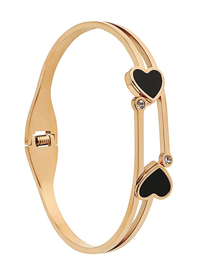 STYOLLO Stylish Rose Gold Anti-Tarnish Bangle Bracelet Kada For Women & Girls with American Diamonds | Premium Girls Bracelet Fashion Jewellery | Couples Gifts | Free Size-Set of 1 - Image 1
