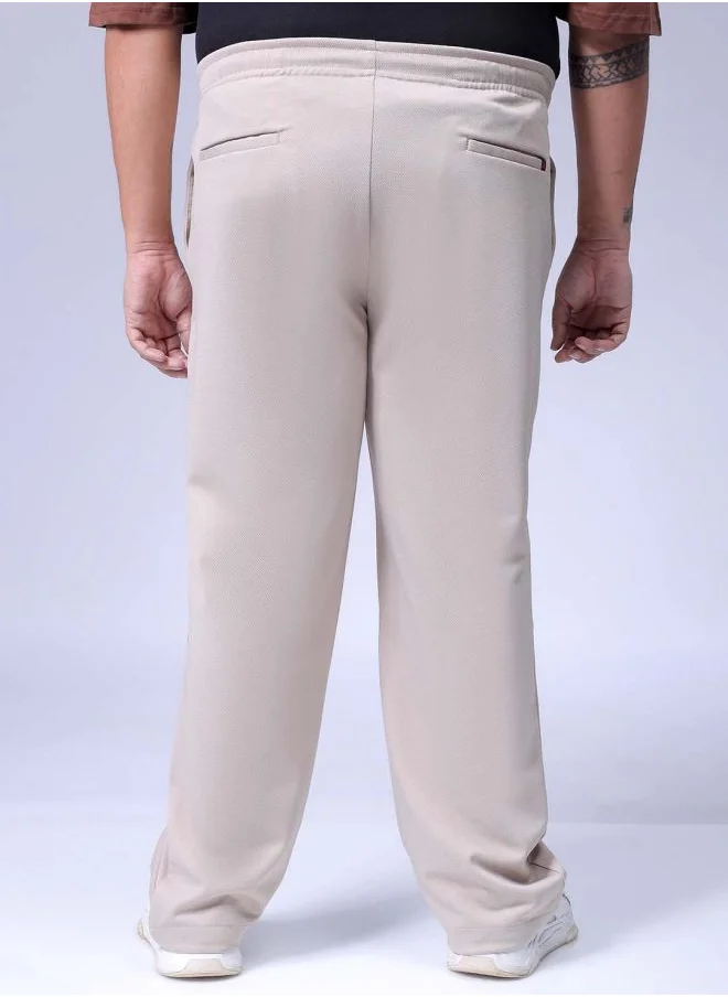هاردسودا Men Plus Size Relaxed Fit Textured Mid-Rise Stretchable Joggers