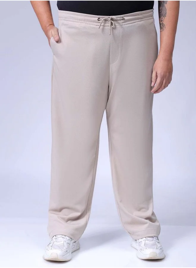 هاردسودا Men Plus Size Relaxed Fit Textured Mid-Rise Stretchable Joggers
