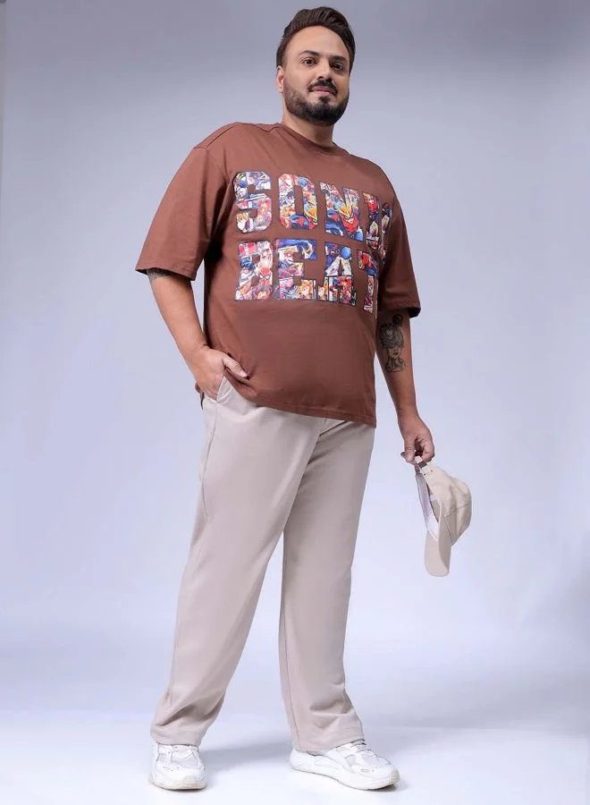 هاردسودا Men Plus Size Relaxed Fit Textured Mid-Rise Stretchable Joggers