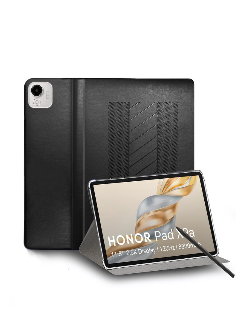 BYTER Honor Pad X9a (11.5 inch) 4G 2025 Classic PU Leather Trifold Stand Flip Case Cover (TCFPSR) - Black - Image 1