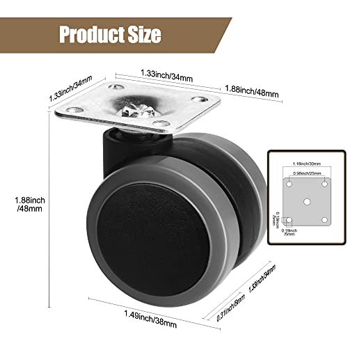 Cofufu Self Adhesive Caster Wheels Set for Trash Can, Storage Box (4PCS, 1.5") - Image 3