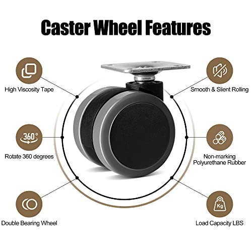 Cofufu Self Adhesive Caster Wheels Set for Trash Can, Storage Box (4PCS, 1.5") - Image 2