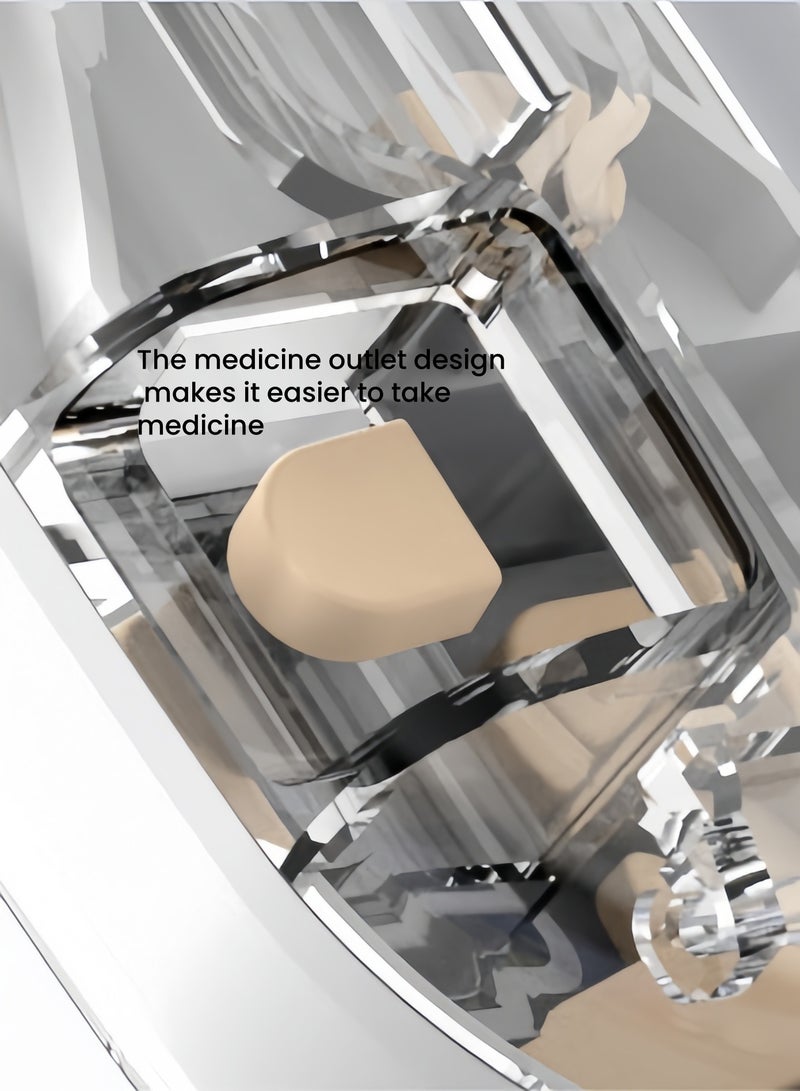 Portable pill box, pill cutter for small and large pills, pill box with grinding function, storage function and separate medicine outlet, suitable for daily use and travel (transparent color) - Image 4