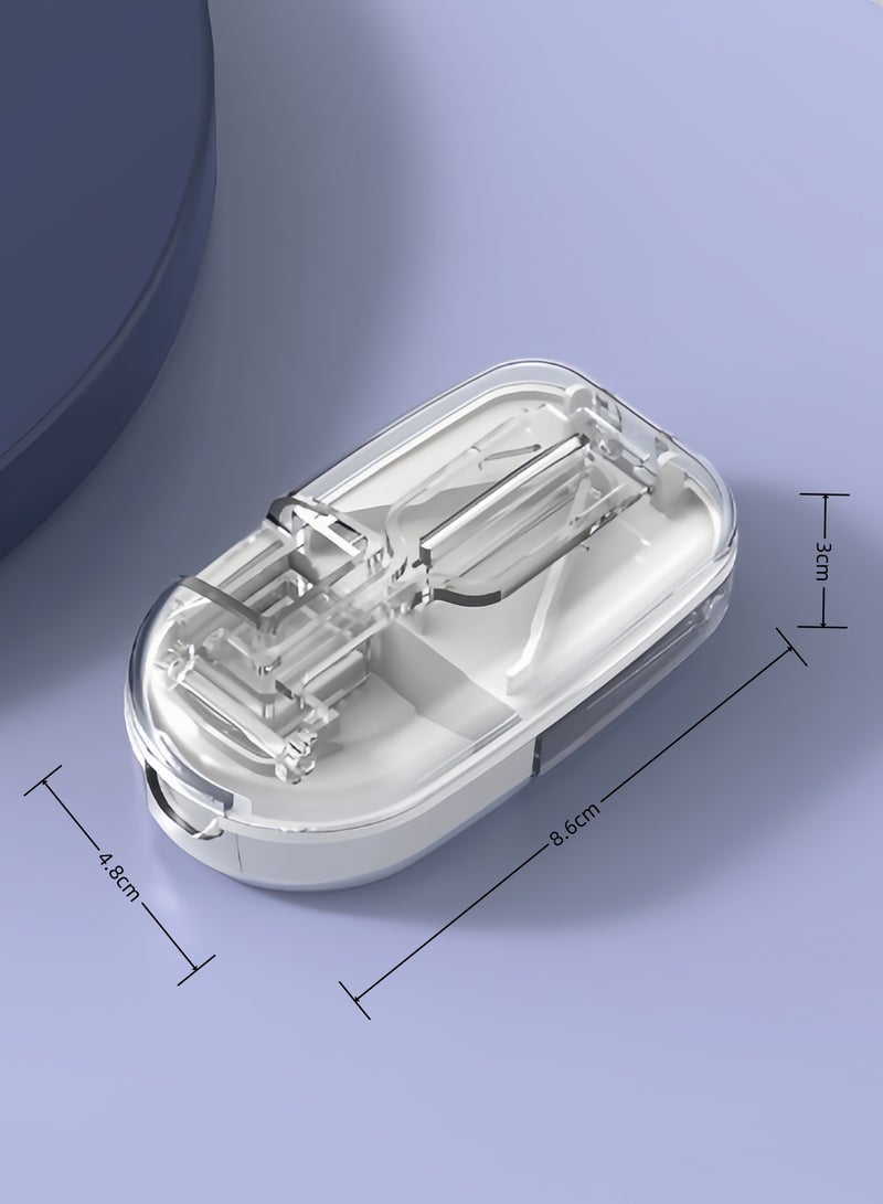 Portable pill box, pill cutter for small and large pills, pill box with grinding function, storage function and separate medicine outlet, suitable for daily use and travel (transparent color) - Image 5