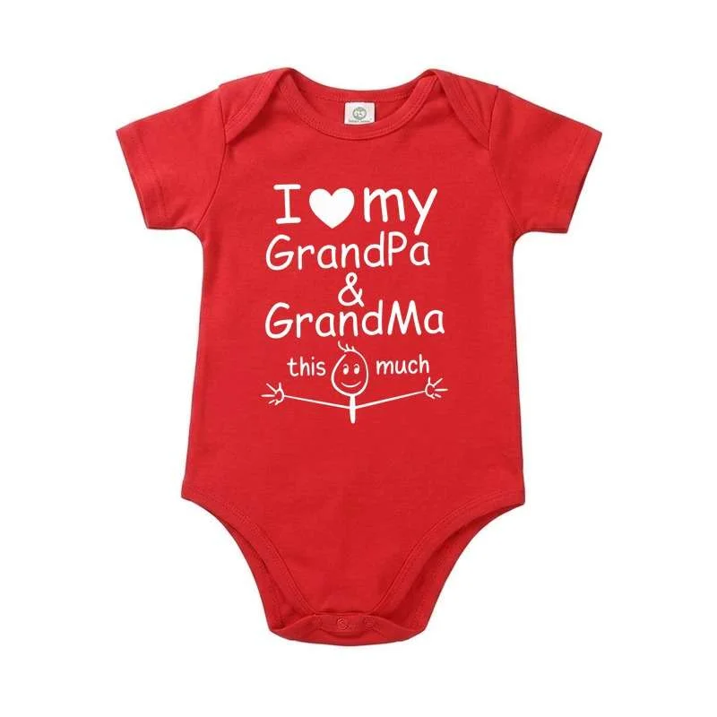 Matching Family Outfits I Love My Grandpa & Grandma This Much Baby Bodysuit – Cute Infant Onesie for Grandparents, Soft Cotton Baby Romper, Adorable Newborn Outfit, Baby Shower Gift, Everyday Wear