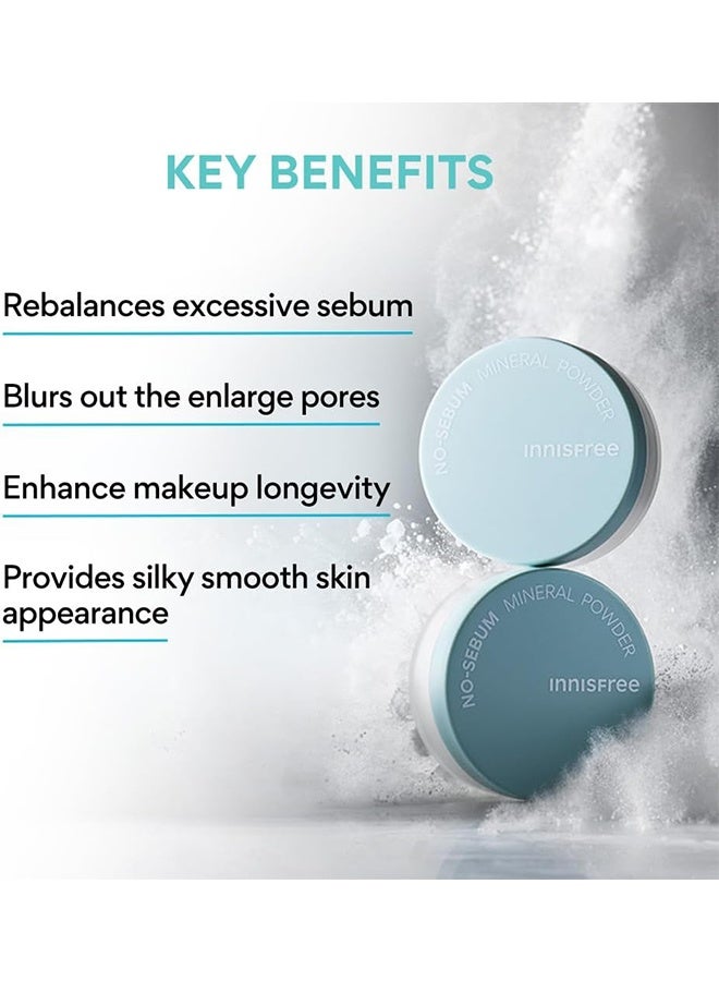 innisfree No-Sebum Mineral Powder, , Blurring Loose Powder, Fragrance Free, Translucent, 5g - Image 5