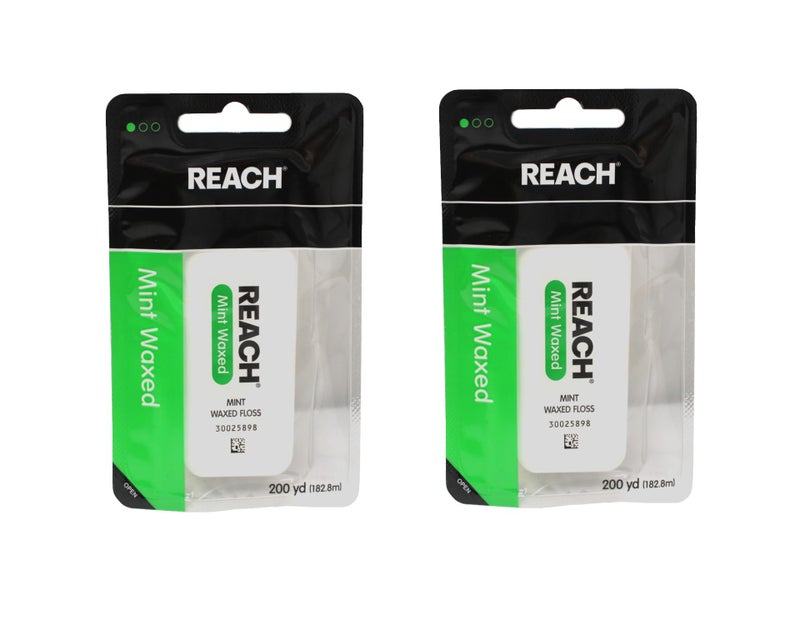 REACH خيط تنظيف الأسنان ريتش، مشمع، بنكهة النعناع، 200 ياردة (عبوة من 2) - Image 1