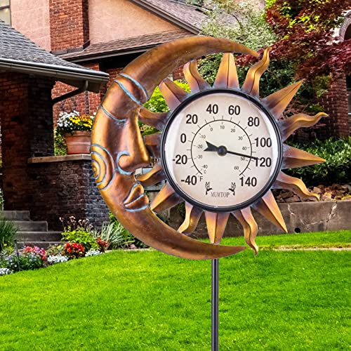 MUMTOP Outdoor Thermometers for Patio - Wall Thermometer, Indoor Outdoor Thermometer with Garden Stake for Home and Garden Decor (Sun and Moon) - Image 5