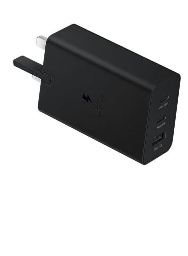 شاحن سريع 65 وات GaN PD، محول USB C + USB A بثلاثة منافذ، شاحن كمبيوتر محمول مزدوج لأجهزة MacBook وiPhone وSamsung Galaxy وSteam Deck وOnePlus وHuawei، يدعم PD20W وQC3.0 - أسود - Image 2