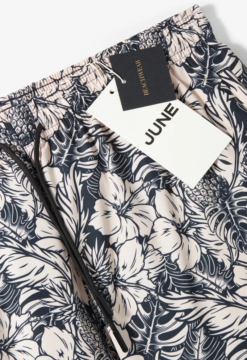 JUNE Men's Regular Fit Printed Swim Shorts