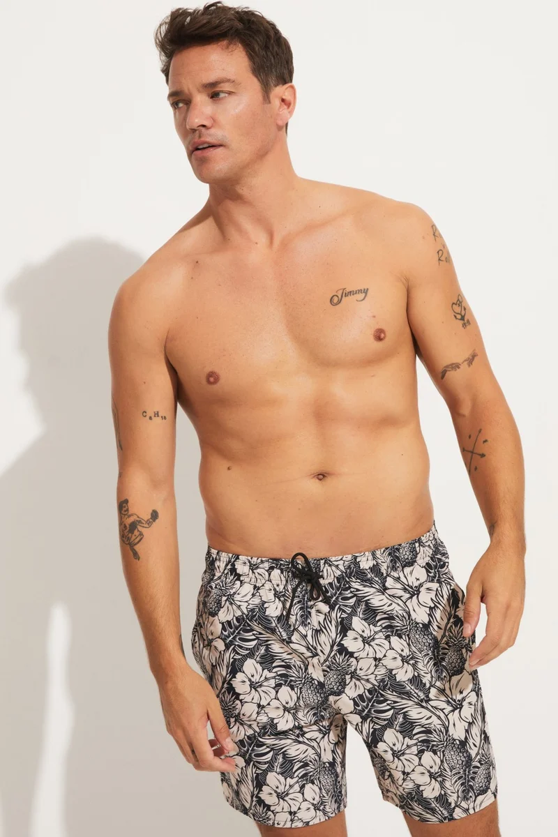 JUNE Men's Regular Fit Printed Swim Shorts