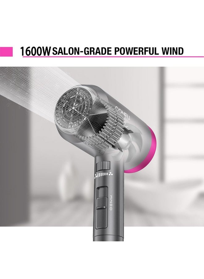 CONFU - Ionic Blow Dryer 1600W, Portable Lightweight Fast Drying Negative Ion Hairdryer Blowdryer, 3 Heat Settings & Infinity Speed, With Diffuser And Concentrator Nozzle For Home & Travel - Image 1