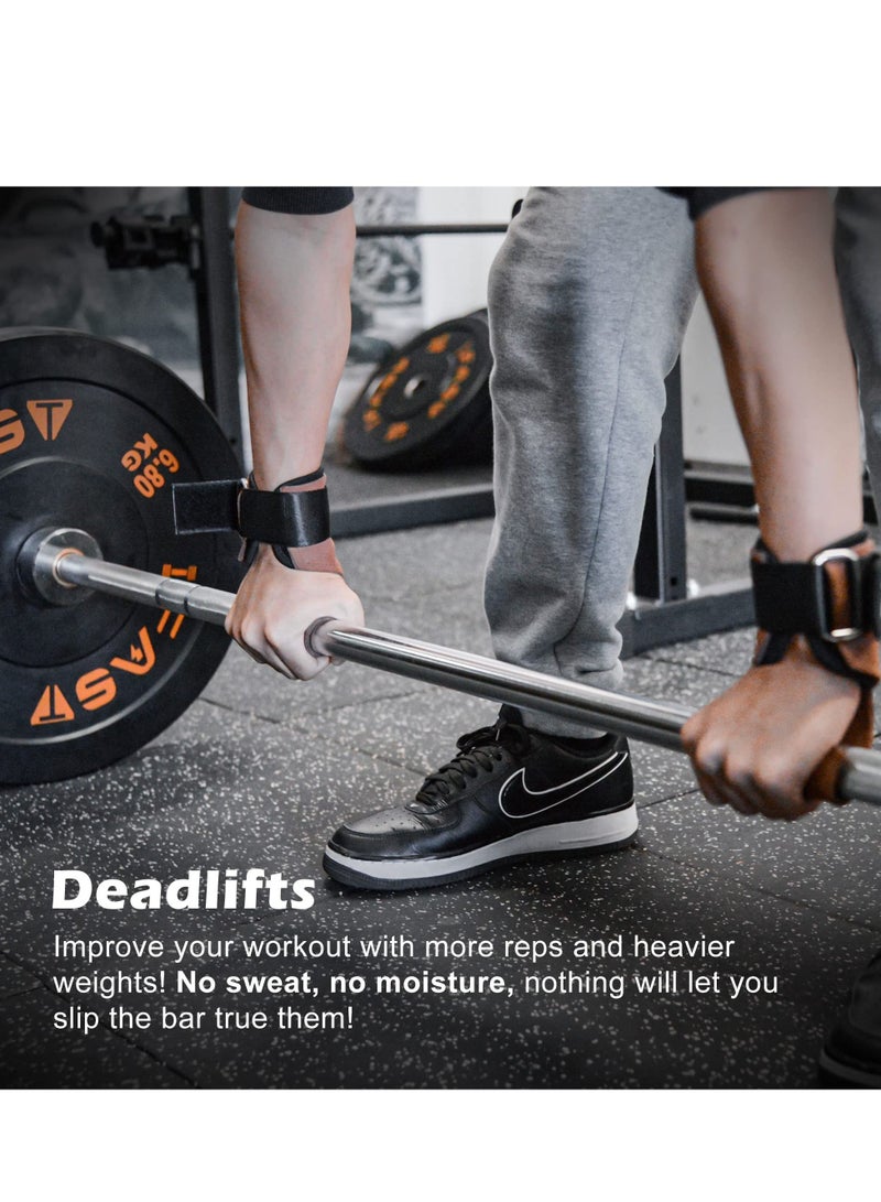 SYOSI Weight Lifting Grips with Wrist Straps - Weightlifting Hooks, Non-slip Cowhide Padded Workout Gloves for Men and Women Deadlift, Pull Up, Rows, Home Gym Power Training - Image 5