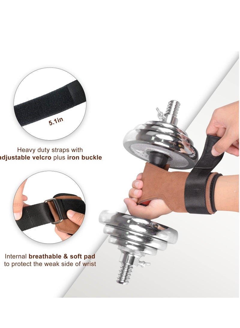 SYOSI Weight Lifting Grips with Wrist Straps - Weightlifting Hooks, Non-slip Cowhide Padded Workout Gloves for Men and Women Deadlift, Pull Up, Rows, Home Gym Power Training - Image 3