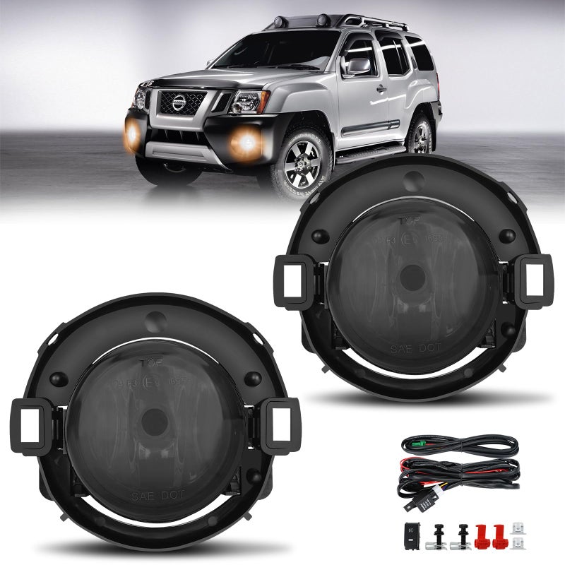 AutoBeeDen Fog Lights compatible with Nissan Xterra 20052015 Nissan Frontier 20102019 with Plastic Bumper Only 1 Pair Fog Lamps 26150EA025 NI2590102 Smoke