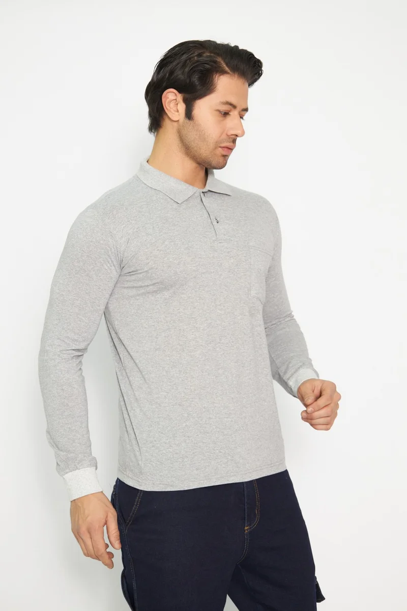 Orange Safety Sweat T-Shirt Polo Neck Winter Long Sleeve