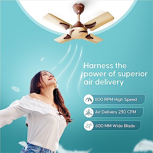 LONGWAY Creta P1 600 mm/24 inch Ultra High Speed 4 Blade Anti-Dust Decorative Star Rated Remote Controlled Ceiling Fan 2 Years Warranty (Golden, Pack of 1) - Image 4
