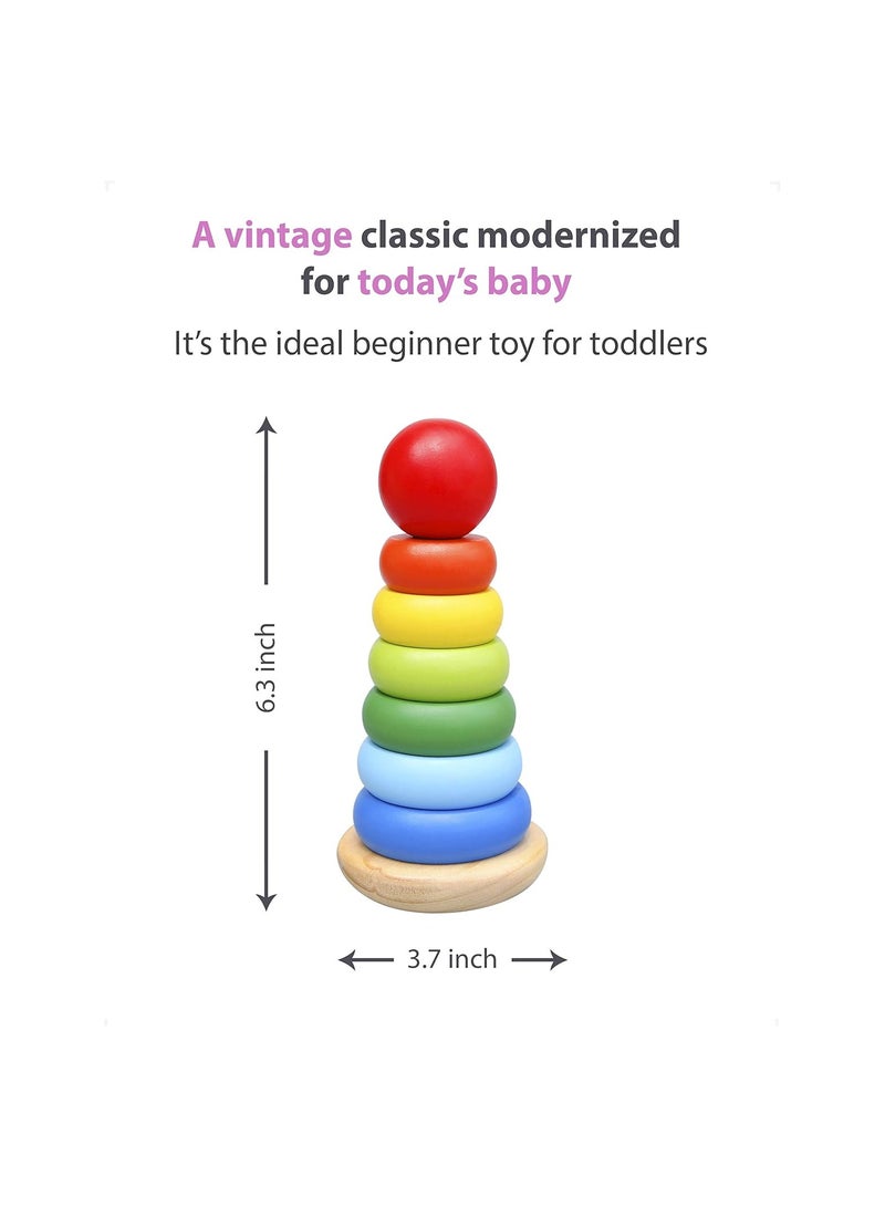 Stacking Rings Set Wood Montessori Ring Sensory Baby Links Stacker Toy Rainbow Colors for Boy or Girl  - Image 3