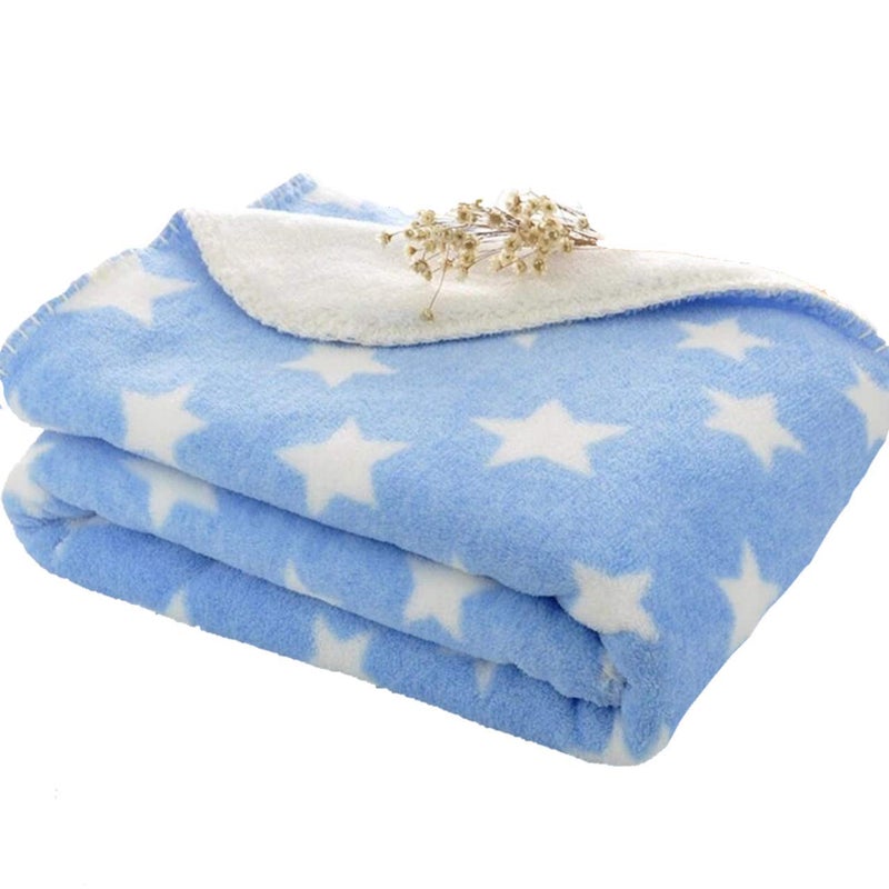 Brandonn Blue Star Polka Wrapping Sheet Cum Swaddle Baby Blanket for Babies(75 cm x 98 cm) - Image 1
