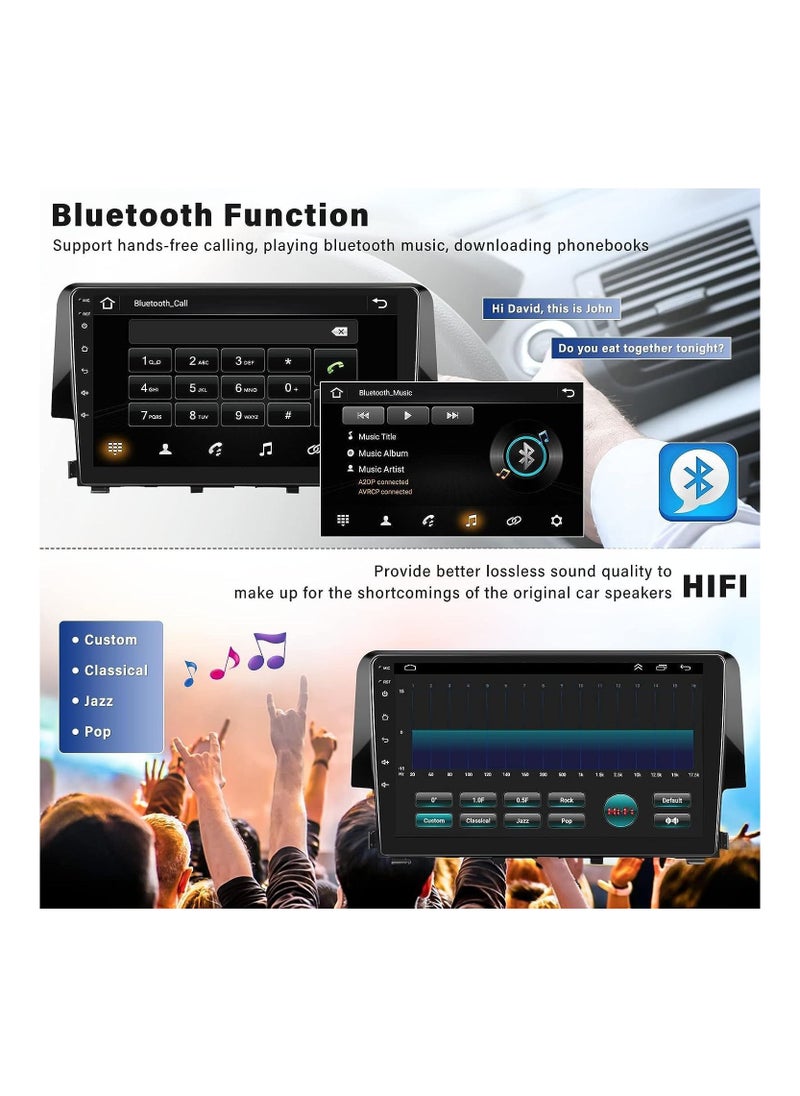 SHEZA STAR - Android Screen For Honda Civic 2016 To 2020 4GB RAM 64GB Memory Support Apple Carplay Android Auto Full HD Touch Screen 9 Inch built In Bluetooth USB Radio WiFi Play Store Backup Camera included - Image 1
