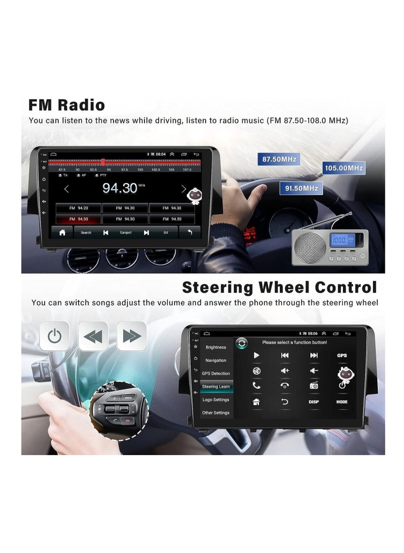SHEZA STAR - Android Screen For Honda Civic 2016 To 2020 4GB RAM 64GB Memory Support Apple Carplay Android Auto Full HD Touch Screen 9 Inch built In Bluetooth USB Radio WiFi Play Store Backup Camera included - Image 1