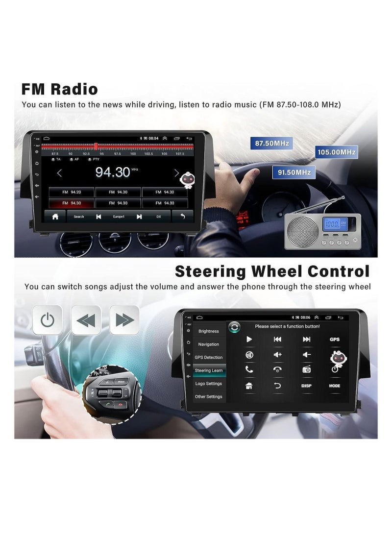 SHEZA STAR - Android Screen For Honda Civic 2016 To 2020 4GB RAM 64GB Memory Support Apple Carplay Android Auto Full HD Touch Screen 9 Inch built In Bluetooth USB Radio WiFi Play Store Backup Camera included - Image 1