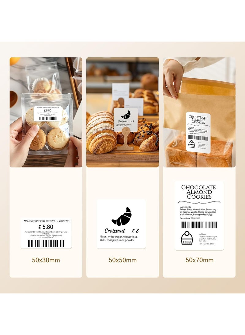 Barcode Label Printer B1 Inkless Label Maker with Tape, Bluetooth Sticker Printer 2 Inch for Food Baking Office Organisation Small Business Label Printer, Blue - Image 3