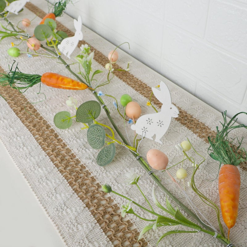 DR.DUDU 4 FT Easter Garland-Bunny & Carrot Garland Decorations for Mantle, Spring Artificial Garland with Easter Pastel Eggs for Indoor Home Fireplace Table Centerpiece Party DÃ©cor - Image 3