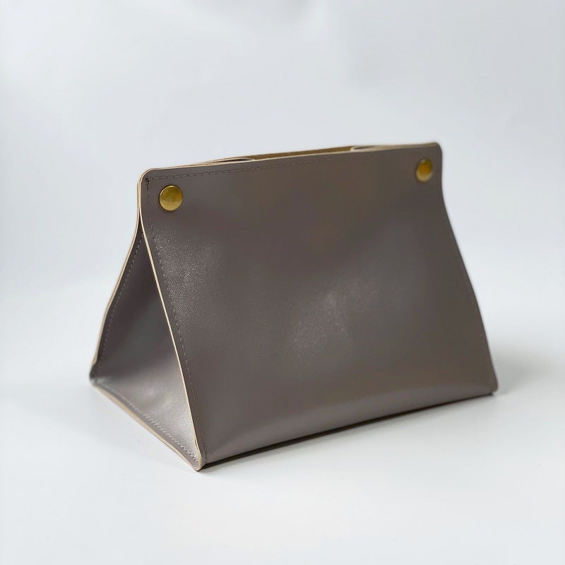 Generic Spot simple leather storage bag living room bedroom dining table tissue box car paper box manufacturers can print LOGO Day Gray 
