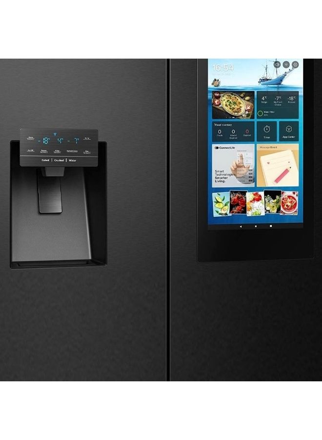 Hisense 541L Net Capacity Smart Refrigerator With Touch Screen Water Dispenser Ice Maker Stainless Steel RQ759N4IBU1 Black - Image 3