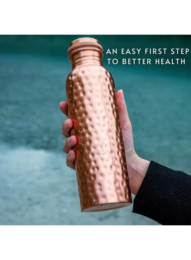 Water Bottle - 625ml - Hammered Ayurvedic Water Drinker - Drink More Water, Reduce Sugar Intake, and Enjoy Instant Health Benefits (Supports Insulation) - Image 1
