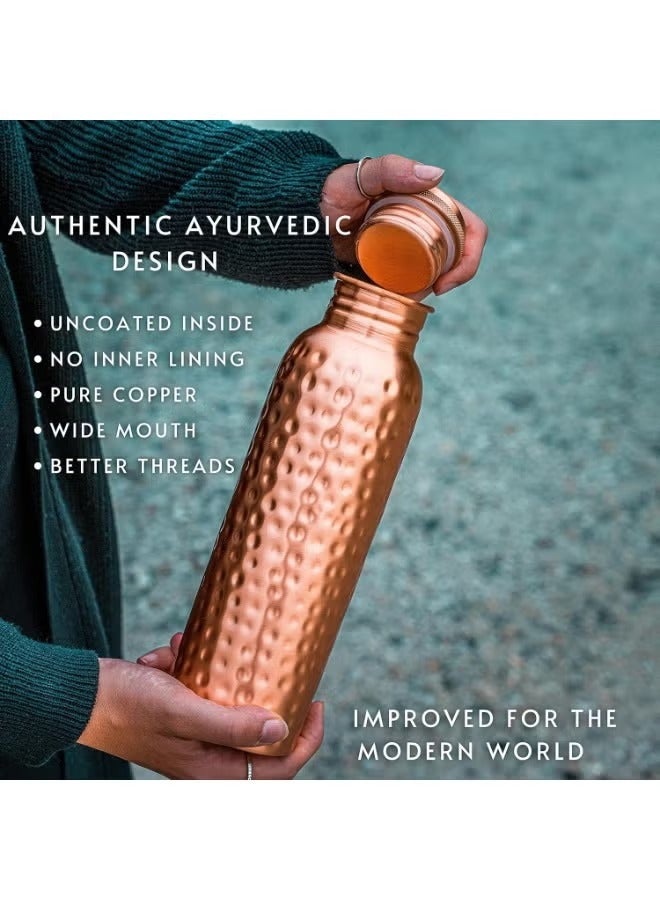 Water Bottle - 625ml - Hammered Ayurvedic Water Drinker - Drink More Water, Reduce Sugar Intake, and Enjoy Instant Health Benefits (Supports Insulation) - Image 5